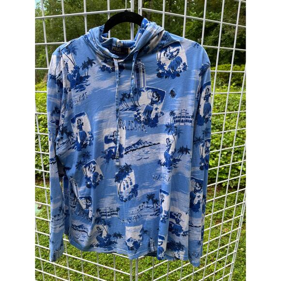 POLO RALPH LAUREN MEN'S ALOHA HAWAII BEACH FLORAL PRINT COTTON HOODIE XL TG - Picture 4 of 4